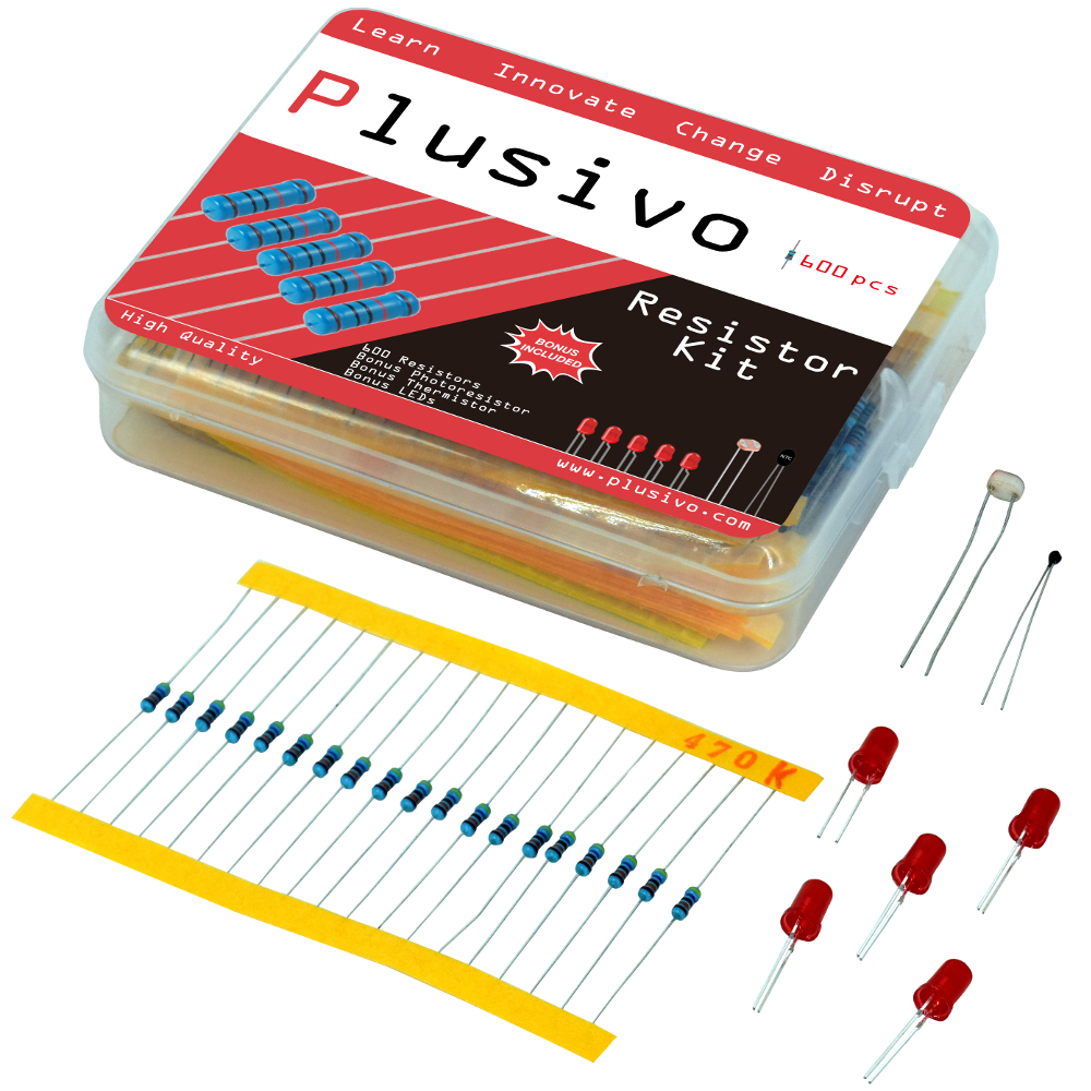 Plusivo Resistor Assortment Kit - 10 Ω To 1 MΩ (600pcs)